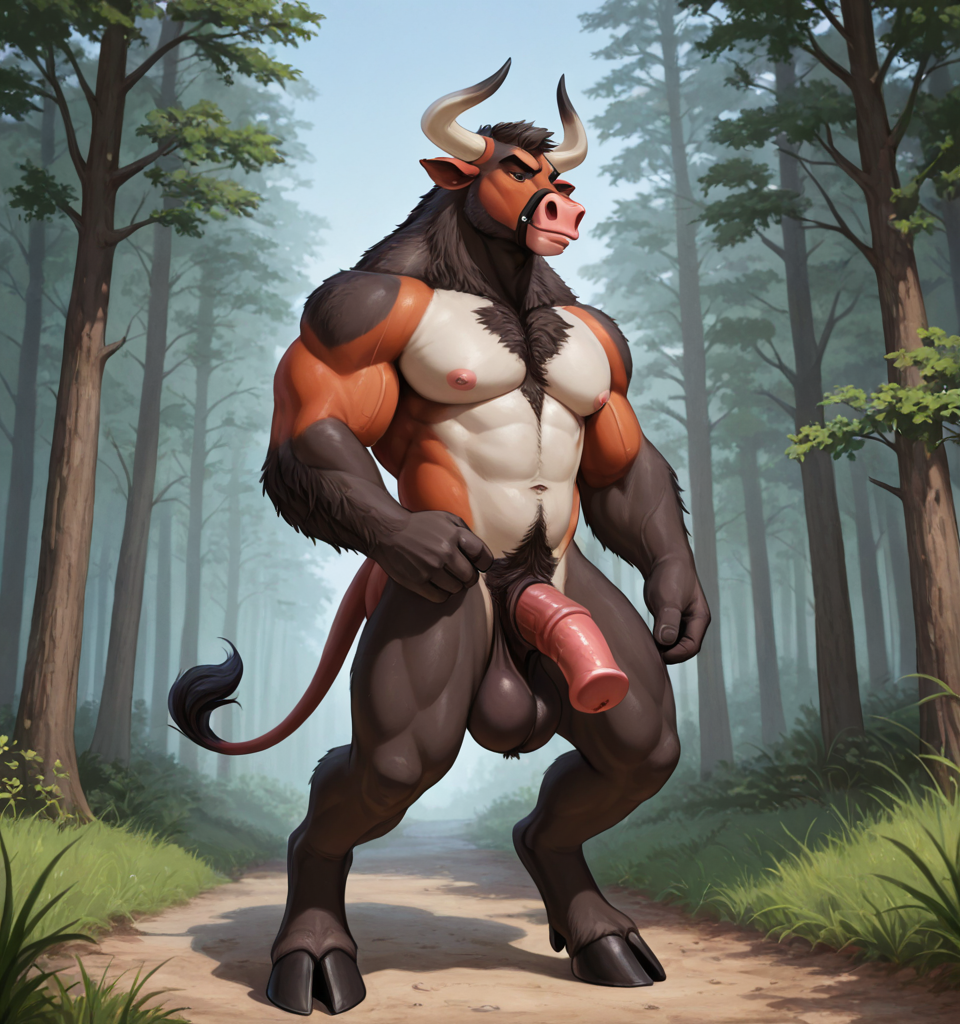 Anthropomorphic black minotaur man, fully anthro, full fur covered body, digitigrade legs, bovine hooves, , non-bovine face structure, bull-like facial proportions, expressive bovine ears, thin tail, anthro minotaur body proportions, animal-like anatomy, furry character, muscular anthro build, strong digitigrade legs, anthropomorphic minotaur man, not human, full furry character Confident stance, bold personality, greek island setting, photorealistic furry anthro character fully anthropomorphic animal character, non-human anatomy, furry anthro character, animal face, bovine muzzle anthropomorphic minotaur furry character, NOT human, animal head, bovine muzzle, fur covered body, digitigrade legs, paw hands, hoove feet, full anthro anatomy naked, fully_sheathed, sheathed_bovine_penis, bovine_genitalia, red_penis, big_balls, full_balls,