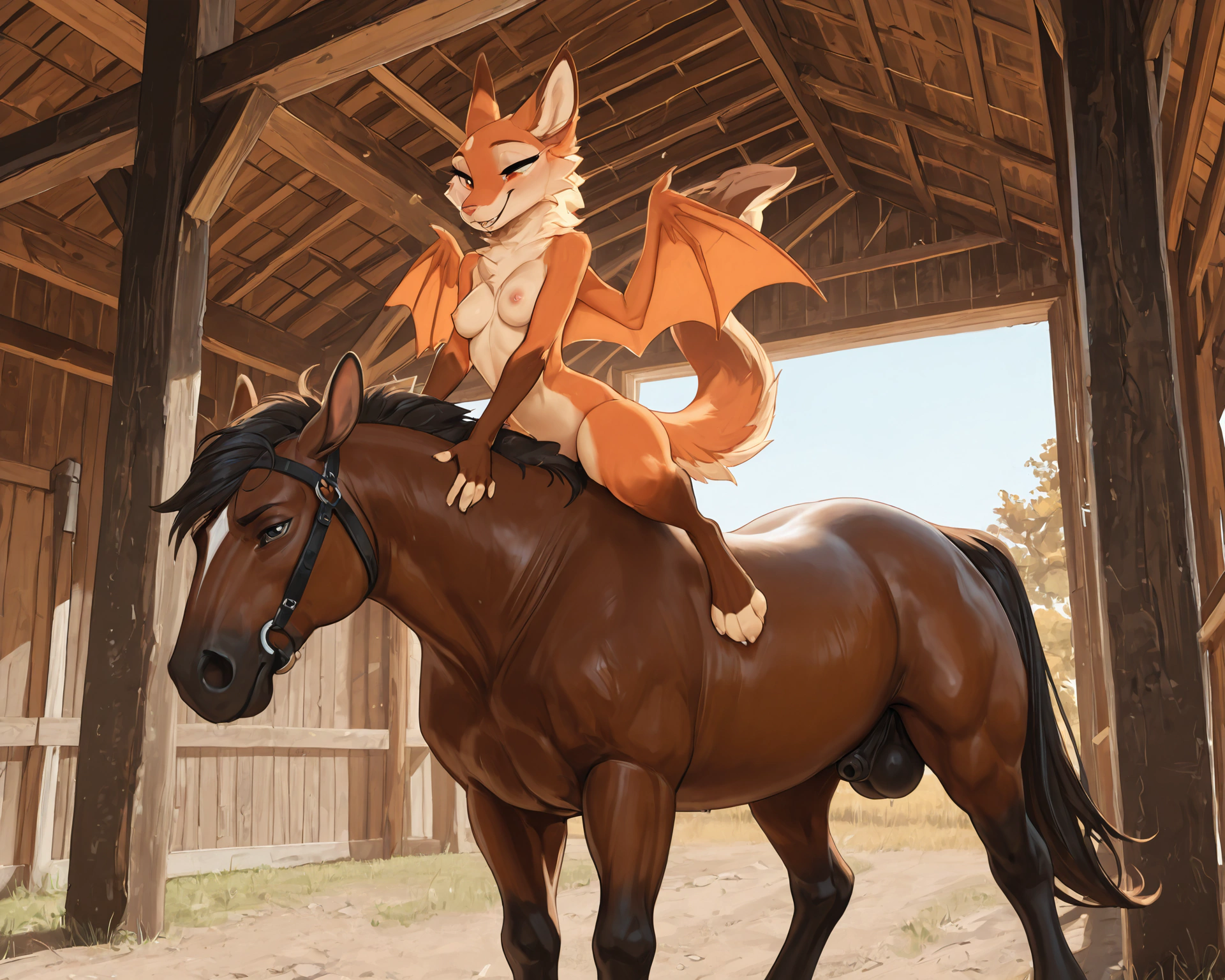 by_kluclew, bestiality, anthro_on_feral, intraspecies_bestiality, duo, furred_dragon, anthro, furred_wings, orange_fur, digitigrade, anthro_three_toes, dragon_claws, female, small_breasts, clothed_anthro, slender, happy, gleeful, toothy_smile, barn, stable, smaller, small_female, kneeling_oral_position, ball_fondling, sheath_servicing, kneeling_oral_position, kneeling_oral_position, kneeling_oral_position, kneeling_oral_position, lustful_gaze, licking_sheath, oral, oral_penetration, under_feral BREAK quadruped, equine, horse, feral, realistic_feral, brown_body, equine_genitalia, sheath, flaccid, fully_sheathed, larger_male, large_horse, beside_anthro, male/female, feral_on_top