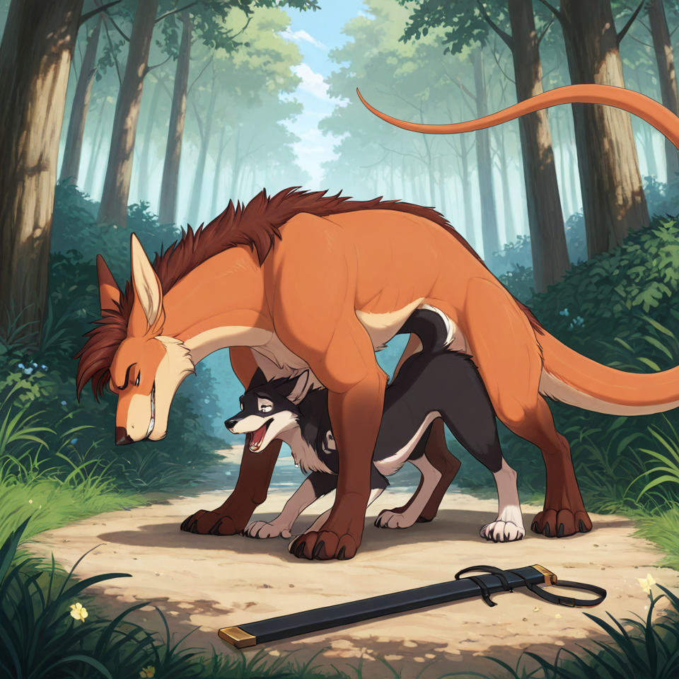 male/male, feral, detached_sheath, human_on_feral, human_penetrating,