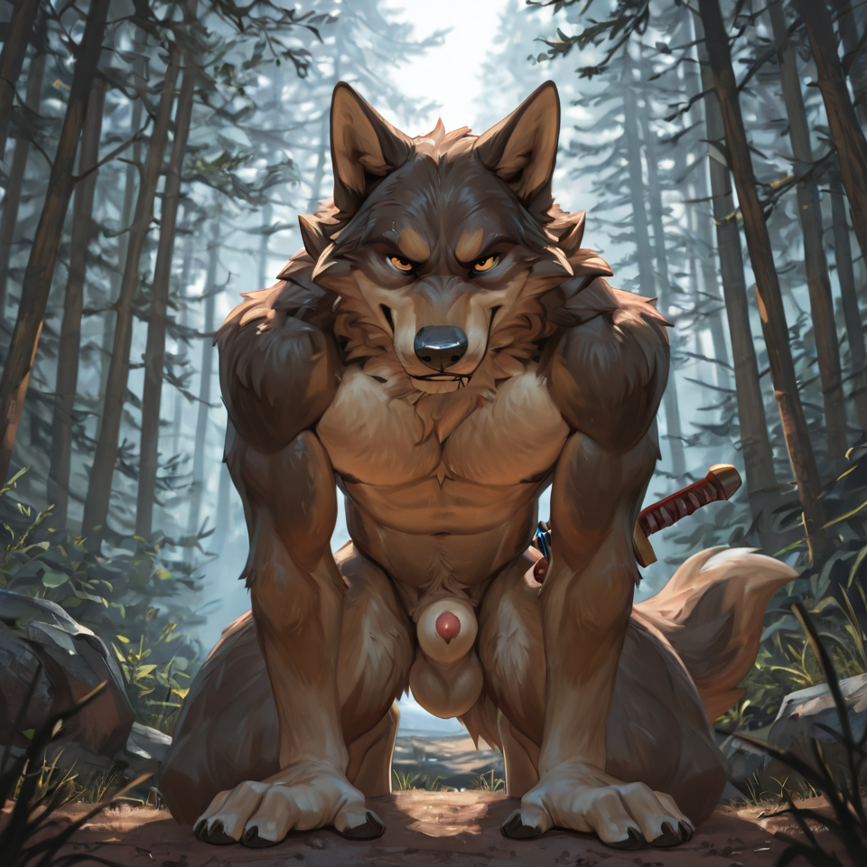 male, mr.wolf, sheath, canine_genitalia, biting_own_lip, solo