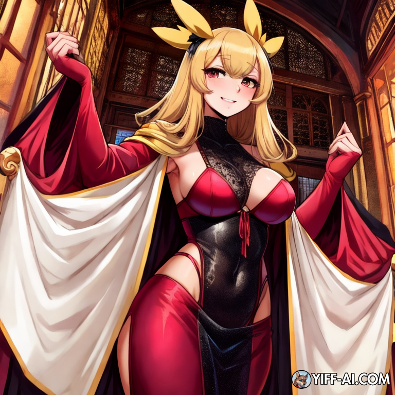 Human from the Pokemon world showing themselves off in sexy attire that shows no bare skin