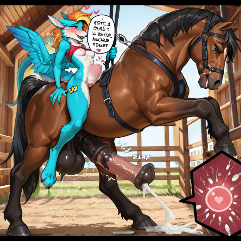 by_kluclew, bestiality, horse_mounting_dragon, realistic_bestiality, intraspecies_bestiality, anthro_on_feral, female_penetrated, feral_penetrating_anthro, intraspecies_bestiality, duo, furred_dragon, anthro, anthro_furred_dragon, anthro_furred_dragon, anthro_furred_dragon, furred_wings, blue_fur, yellow_highlights, digitigrade, anthro_three_toes, clawed_digitigrade_feet, female, small_breasts, dragon_tail, pantsless, shirt_lift, exposed_breasts, slender, barn, stable, smaller, small_female, belly_riding, tied_to_underbelly, gaping_vagina, lustful_gaze, eye_roll, moaning_ahegao, fucked_silly, suspension_bondage, heart_symbol, excessive_heart_symbols, heart_eyes, sound_effects, under_feral, abdominal_bulge, extreme_abdominal_bulge, stretched_pussy, anus, spread_legs, exposed_pussy, bestiality_impregnation, impregnation_request, begging_for_more, speech_bubble, degradation, begging_master quadruped, horse_bestiality, equine, horse, male_feral_horse, male_feral_horse, male_feral_horse, male_feral_horse, male_horse, feral_horse, feral_horse, feral_horse, feral_horse, feral_horse, feral_horse, feral, realistic_feral, realistic_horse, realistic_horse, realistic_horse, brown_body, equine_genitalia, equine_penis, massive_balls, saggy_balls, heavy_balls, sheath, erection, massive_penis, long_penis, flared_penis, thick_penis, throbbing_penis, swinging_balls, larger_male, large_horse, beside_anthro, male/female, feral_on_top, mounting, vaginal, vaginal_penetration, penis_in_vagina, heavy_thrusting, thrust_lines, ball_slap, balls_slapping_ass, ridiculous_fit, extreme_penetration, deep_penetration, balls_deep, impossibly_deep_penetration, medial_ring, internal, internal, internal, internal, internal, cervix, cervical_penetration, rough_sex, caught_in_the_act, being_watched, veiny_penis, veiny_balls, cum_inside, cumshot, excessive_cum, cum_bulge, sperm_cell, agressive_fertilization