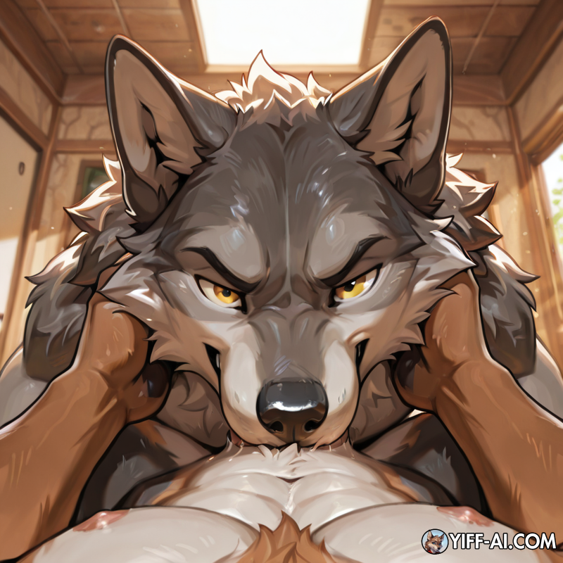 larger_feral, male_penetrating_male, receiving_pov, wolf,