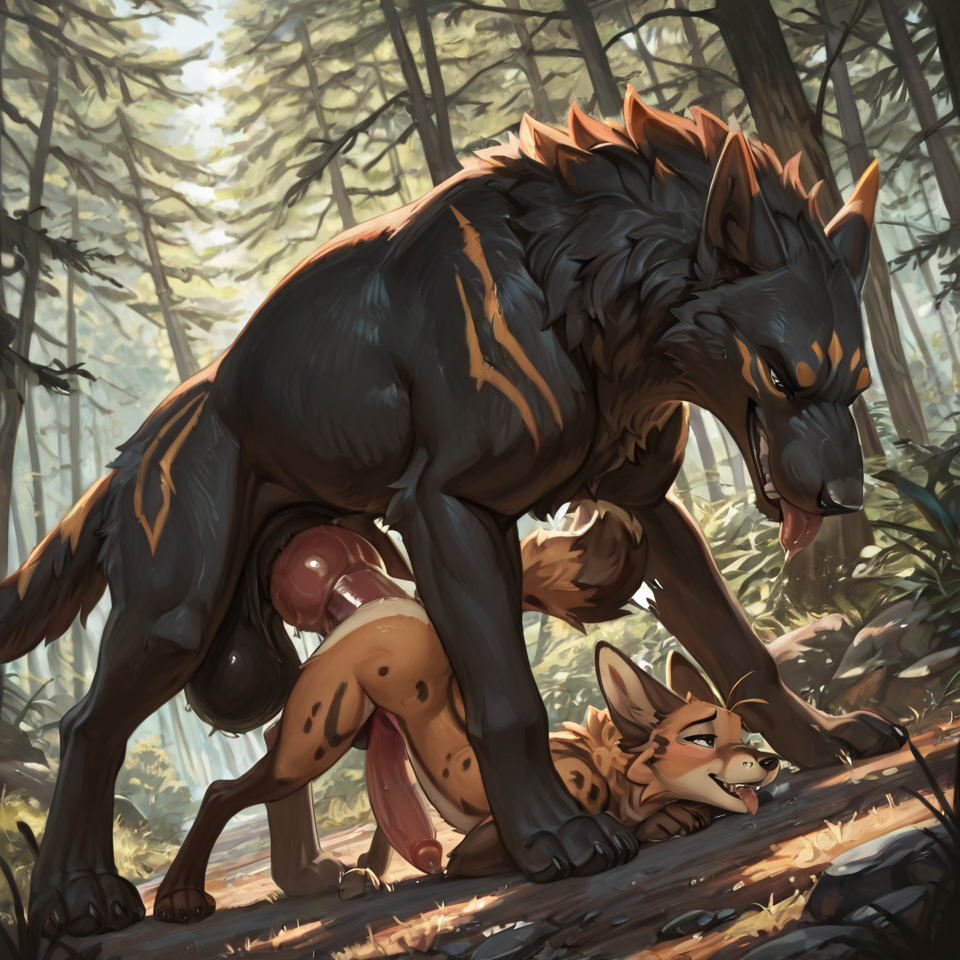 feral_penetrating_anthro, male_penetrating_male, huge_penis, animal_genitalia, feral, male, feral_on_top,