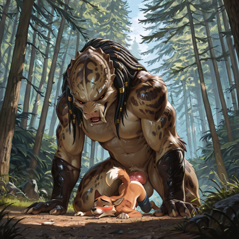 male/male, feral_penetrating_feral, size_difference, animal_genitalia, predator_penetrating_prey, predator/prey,