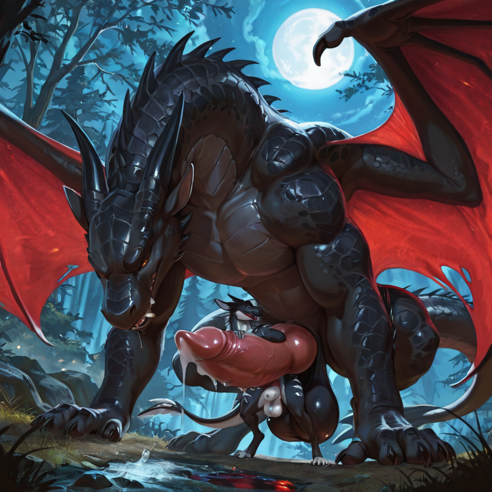 feral_pred, predator_penetrating_prey, huge_penis, huge_balls, dragon, dragon_genitalia, male/male, size_difference, nightfury