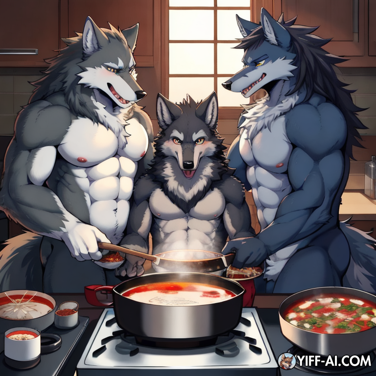 Fenrir get milked by a raccon and a wolf gay threesome (fenrir from anime cooking with my absurd skills)