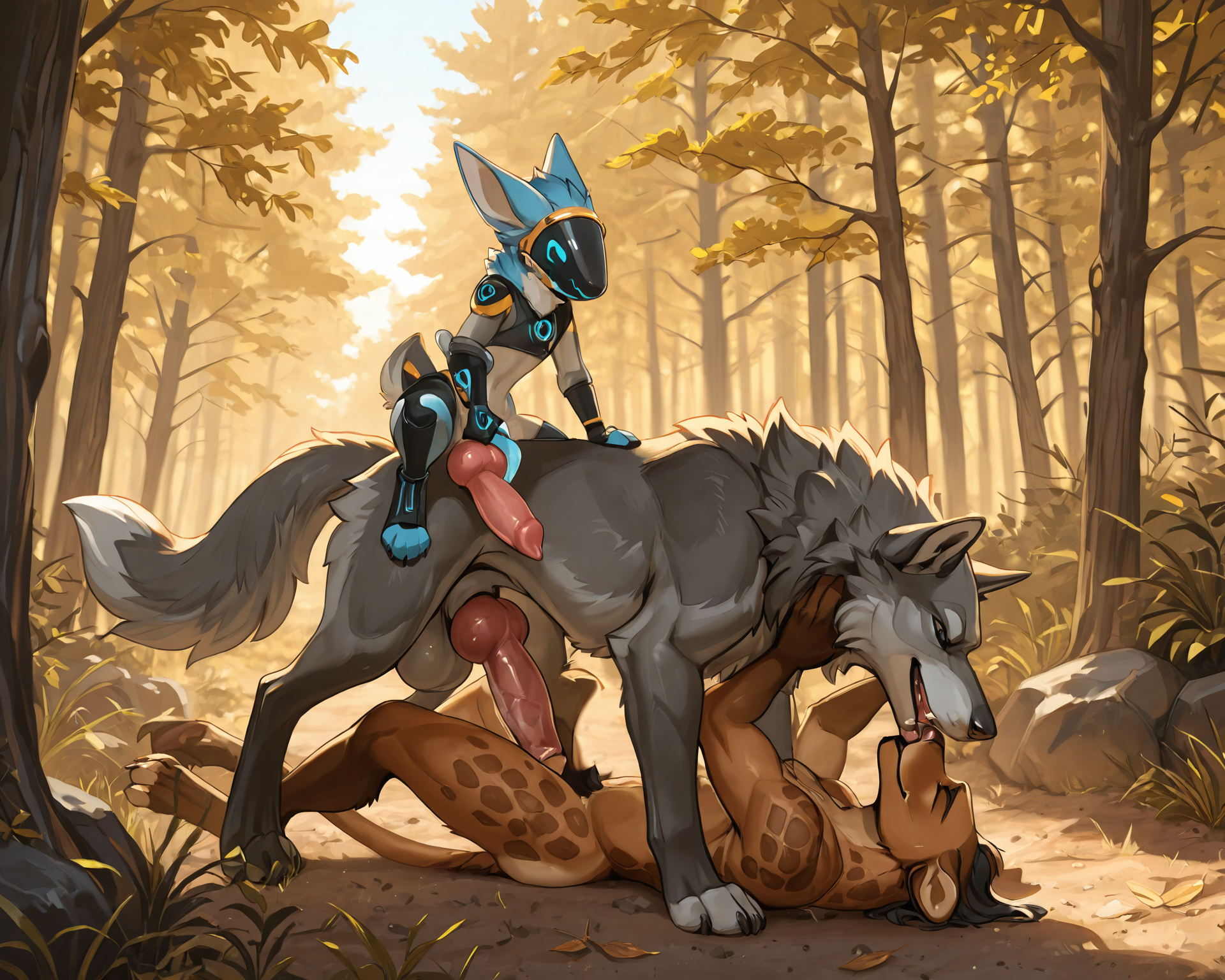 by_kluclew:1.5, duo, protogen, avali, protogen_avali, hybrid, blue_fur, female, thin, slender, small_breasts, small_waist, jagged_mouth, digitigrade, three_toes, four_fingers, sweatpants, crop_top, sunny, park, populated_park, detailed_fur, being_watched, crowd, park_bench, sitting, exposed_pussy, surprised, presenting_vulva, barely_visible_vulva, clothing_lift, presenting_breasts, exposed_breast BREAK wolf, feral, quadruped, grey_fur, standing, all_fours, snarling, erection, canine_penis, knot, huge_penis, huge_balls, clitoral_masturbation, licking_pussy BREAK male_on_female, imminent_sex, imminent_oral, bestiality, intraspecies_bestiality