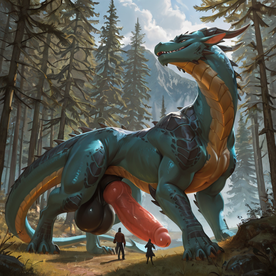 feral, dragon, huge_penis, huge_balls, huge, fatal_vore, size_difference,
