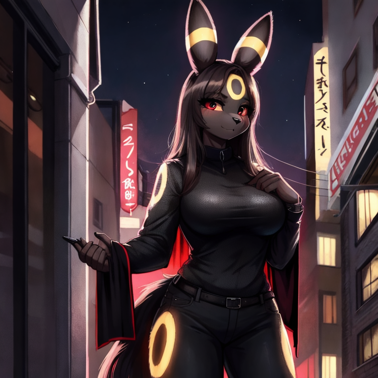 female_anthro, umbreon Standing anthrofied,