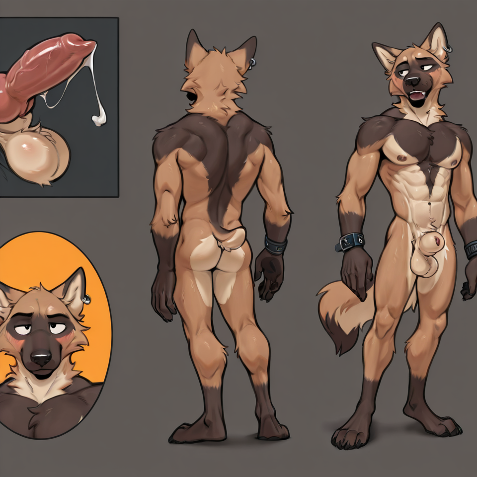 Muscular, animal_genitalia, sheath, balls, big_sheath, solo, masturbation , canine_genitalia, nude, cumshot,