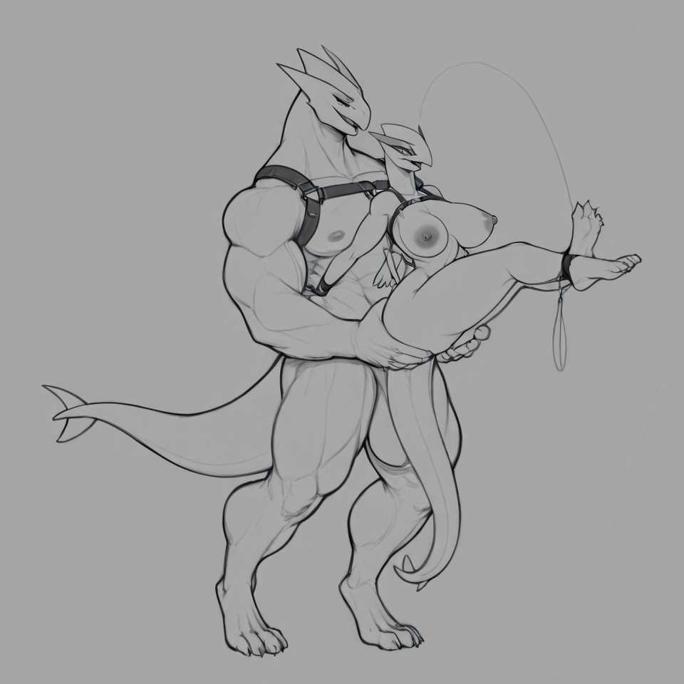 By Skygracer, female, lugia, muscular_anthro, big_breasts, big_butt, reverse_stand_and_carry_position, chest_harness, fully_bound, bound_together, arms_tied, legs_tied, tied_to_partners_chest, cock_lifted, collared_together, leaning_forward, carry_fucked, blue_areola, exhibitionism,  chest_riding, spread_legs BREAK male, lugia, muscular_anthro, male_penetrating_female, chest_harness, standing, carrying_partner, holding_waist, walking, huge_balls