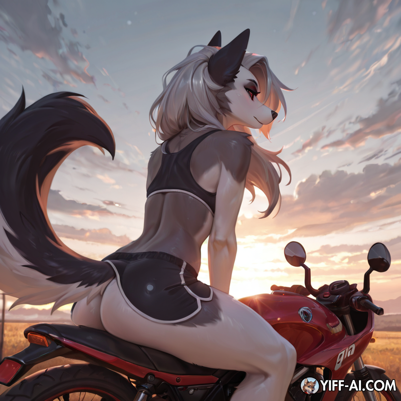 Loona sitting_on_bike
