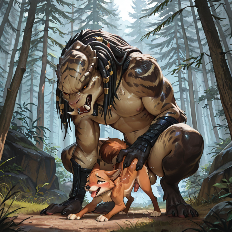 male/male, feral_penetrating_feral, size_difference, animal_genitalia, predator_penetrating_prey, predator/prey,