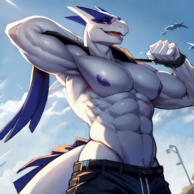 By Skygracer, female, lugia, muscular_anthro,, big_breasts, big_butt, reverse_stand_and_carry_position  BREAK male, lugia, muscular_anthro