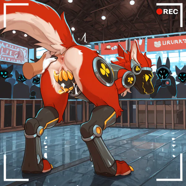 by sleepymuzzle, female, tomboy, slim_anthro, hybrid, protogen, dragon, furred_dragon, solo, standing, digitigrade, toe_claws, open_toe_footwear, digitigrade_footwear, three_toed_claws, pusssy, embarrassed, exhibitionism, red_fur,  worried_look, scared, crowded_market, disembodied_hand_restraining, side_view, being_watched, crowd, group_masturbation, masturbating_crowd, shocked_watchers, anus, watching_furries, degradation, taunting, insulting, video_camera, recording, disembodied_hand, disembodied_hand_spreading_ass