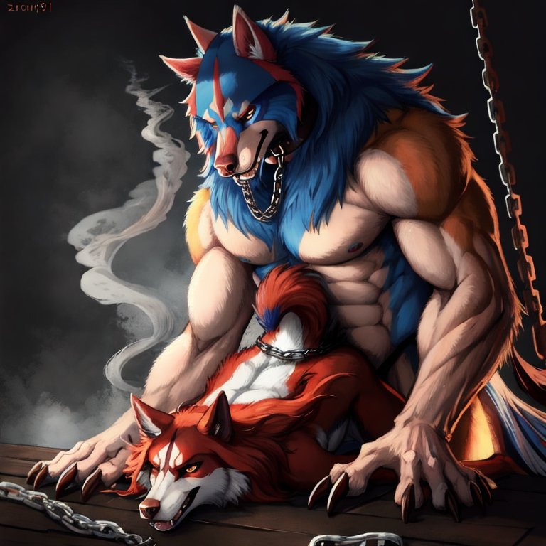 zacian, animal_genitalia, cumming fangs claws, chain, collar, glowing_eyes, smoke_from_nose, nose_ring, realistic_feral,  Fullbody sex, huge_size_difference, sexy_eyes, muscular, aggressive_ejacutaltion, x-ray_view,
